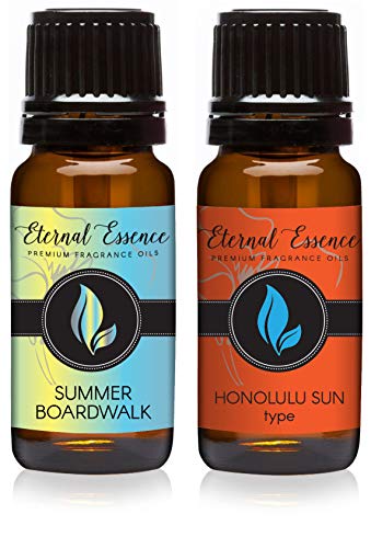 Image of Eternal Essence Oils 2 Pack 10ml Premium Fragrance Oil - Summer Boardwalk & Honolulu Sun - for Candle, Soap Making, Aromatherapy, Diffusers, Home Care, & Humidifiers
