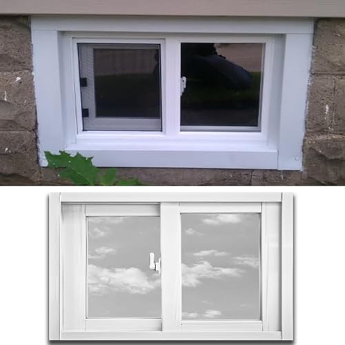 Mobile Home Windows Replacement 48x20in / 122x51cm, White Frame Horizontal Sliding Aluminum Window Large 50 46 42 40 38 36 32 30 28 24 20 Inch, Transom Window with Screens for Basement
