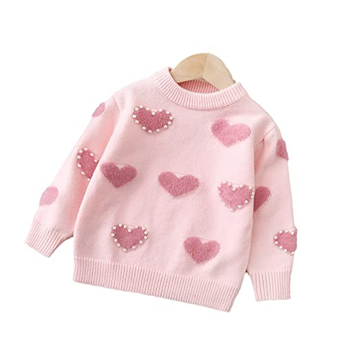 Toddler Girls Cartoon Strawberry Prints Sweater Long Sleeve Warm Knitted Pullover Knitwear Tops Joys (Pink, 2-3 Years) #TOP2