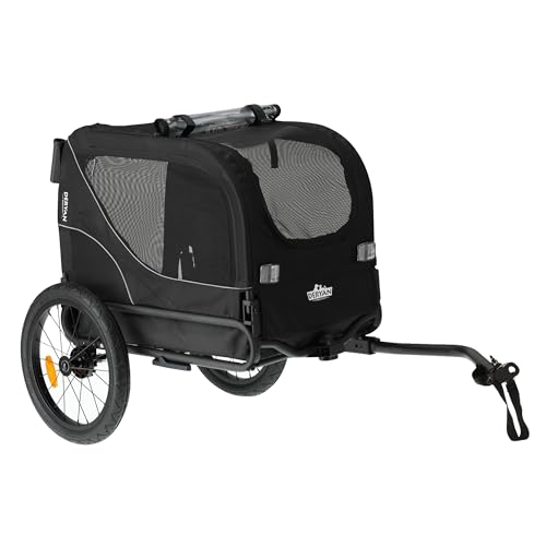 Deryan Remorque Velo Chien 3 en 1 Pliable avec Reflecteurs, Drapeau, Remorques Vélo pour Chiens Aussi comme Poussette Chien Animaux de Compagnie de Taille...