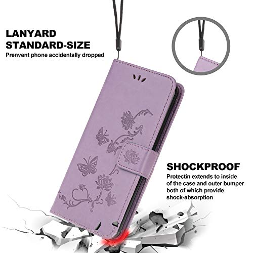 Wuhaizher Flip Case for Honor X6B/X6A: Shockproof Leather Wallet with Lotus Pattern, Light Purple - Image 3