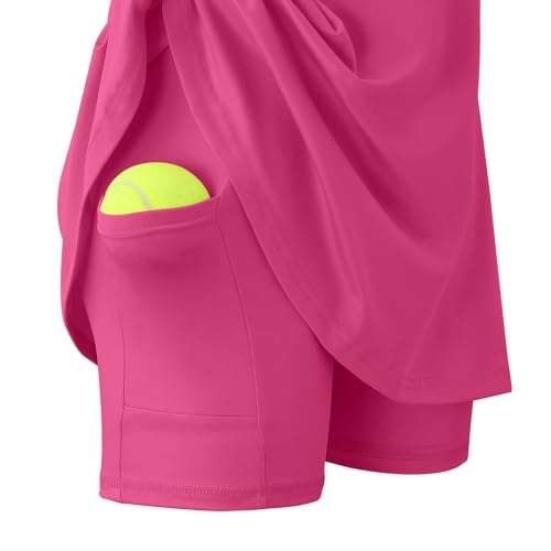 Image of Girls Tennis Dress Golf Outfit Sleeveless Athletic Dresses Polo V Neck Sport Skirt with Pockets 4-13Y