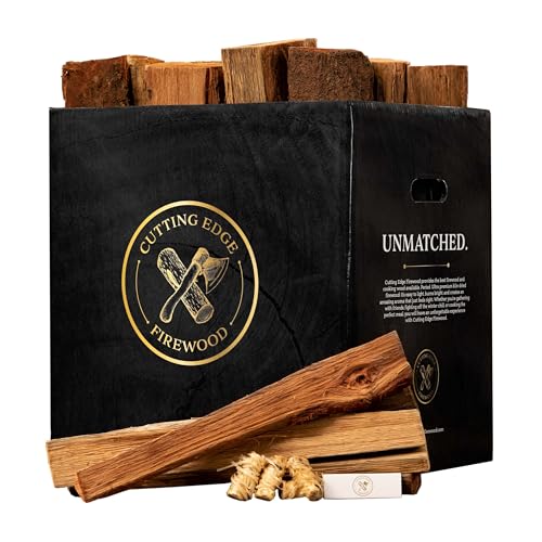 Cutting Edge Firewood - Premium Ultra Kiln-Dried Oak Logs, 16' Luxury Box, 49 lb - Long-Lasting Firewood for Indoor & Outdoor Fires, Complete Starter Kit, Refined Aroma, Clean & Consistent Burn