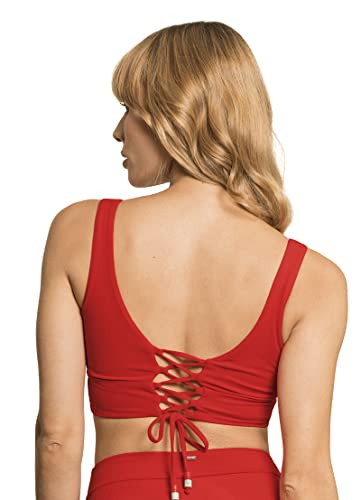 Maaji Womens Long Line Triangle Bikini Top, Red, Large Us #TOP1