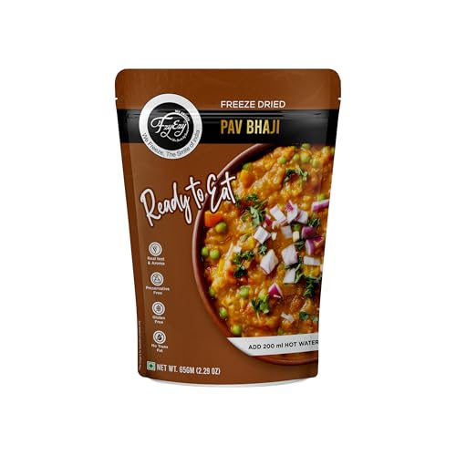 Image of FzyEzy Freeze-Dried Pav Bhaji Masala | Authentic Mumbai Street-Style Curry Paste | Ready in Minutes - Just Add Hot Water | Vegetarian Indian Meal | Travel-Friendly & Preservative-Free | 65g Pack