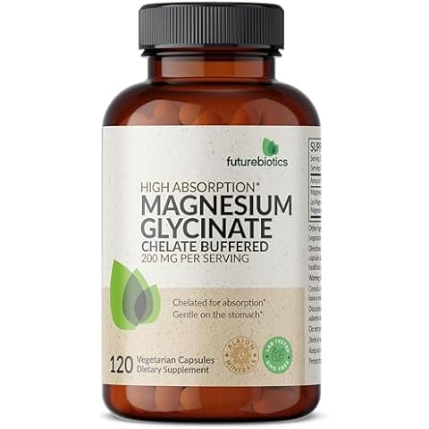 Futurebiotics Magnesium Glycinate 200 MG per Serving Chelated for High Absorption, Gentle On Stomach, Non-GMO, 120 Vegetarian Capsules Cover