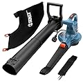 SENIX 12 AMP Leaf Blower, 3-in-1 Handheld Electric Leaf Blower, Vacuum, and Mulcher, 420 CFM, 179 MPH Airflow,Corded Blowers with Reusable Collection Bag (BLVE12-M)