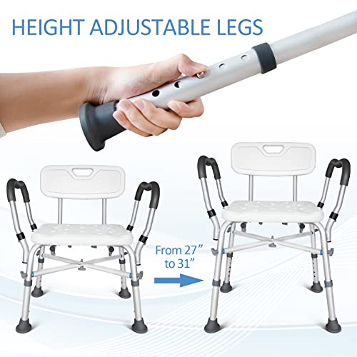 Bath Chair With Arms, Medical Shower Seat, Bariatric Bath Stool Safety Shower Bench With Reinforced Crossing Bar For Elderly, Adults, Disabled #TOP5