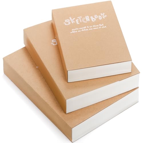 Elsjoy Set of 3 Kraft Sketchbook & Drawing Notebook