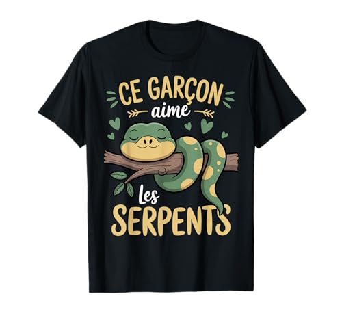 T Shirt Serpent Mignon Enfant Ado Garçon Texte Aime Serpents T-Shirt