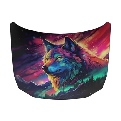 Image of Hood Stretchable Car Hood Protector,Waterproof Snowproof Universal Car Hood Cover Easy Installation Wolf Print Design