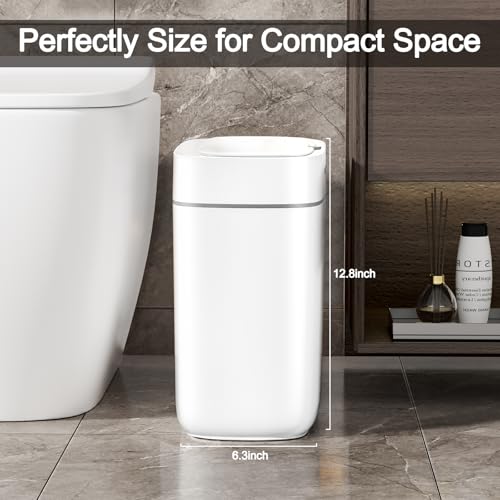 Image of MOPALL 3.5 Gallon Motion Sensor Bathroom Trash Can with Lid | IPX5 Waterproof, Touchless Automatic Lid, Odor Control, Slim Design for Narrow Spaces
