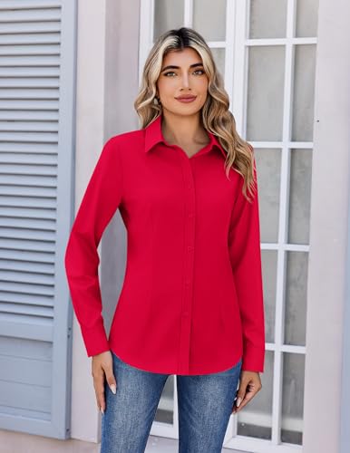 Image of Zeagoo Women's Wrinkle Free Button Down Shirts Long Sleeve Dress Shirts Collared Business Casual Blouses Tops XS-3XL