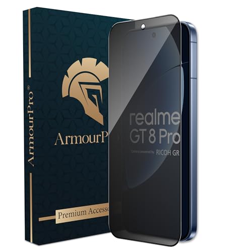 Image of ArmourPro Privacy Tempered Glass for Realme GT 8 Pro - Anti-Spy Anti Peeping Screen Protector, 9H Hardness, Edge-to-Edge Coverage, Ultra Thin, Bubble-Free Installation Kit | Black