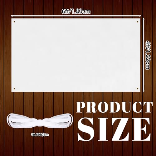 Image of Zonon Large Blank Banners And Signs Polyester Oxford Cloth Sublimation Banner To Decorate With Hanging Rope For Indoor Wall Outdoor Easy to Hang DIY Signs For Business Office(White,4 x 6 Feet)