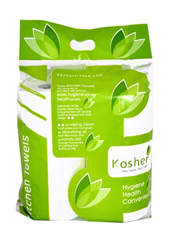 Image of Kosher Kitchen Tissue Paper Roll | 540 Pulls | 90 Pulls Each X 6 Rolls | Strong & Super Absorbent 2-Ply Kitchen Roll | High Wet Strength | Flower Embossed for Absorption | (Combo of 3- Total 6 Rolls)