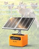 30-Mile Solar Electric Fence Charger for Livestock Safety, 0.3-1.5 Joules Adjustable Energizer with 12000mAh Battery, 24/7 Solar Fence Charger with Smart Voltage Display for Raccoon, Deer Control