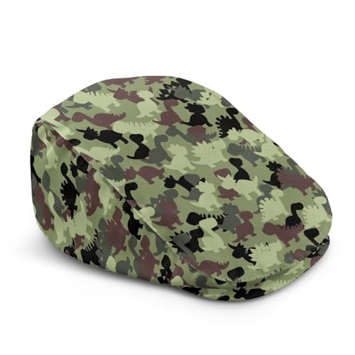 Pimpimsky Men's Flat Cap, Camouflage Dinosaur Breathable Summer Casual Newsboy Hat, Adjustable Beret Caps, Fashion Cabbie Driving Hunting Hats