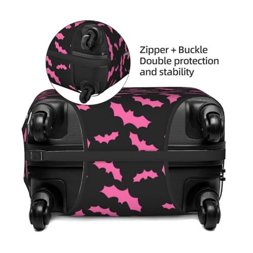 Travel Luggage Cover Protector - Halloween Pink Bats Black Cool Anti-Scratch Suitcase Covers Fits 18-32 Inch Luggage4
