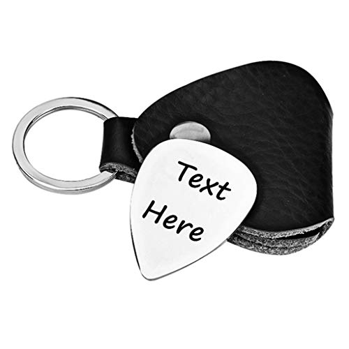 Zakally Personalized Custom Engraved Guitar Picks with Leather Guitar Pick Case Holder Gift for Man Guitarist Guitar Player (sty1)