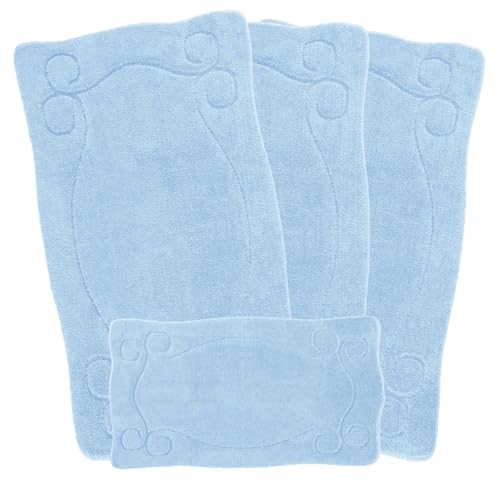 Image of emmahome ROMANY GYPSY WASHABLE 4PCS MAT/RUG SET, CARAVAN/MOBILE HOME TOURER SIZES, 67X120CM, ELVIN Smart (Blue)