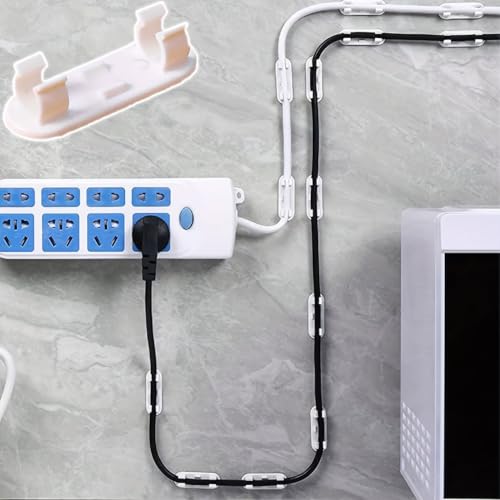 Organizador de cables clips, 15 piezas, soporte de cables de bajo perfil transparente para escritorio, auto, pared, TV, PC y gestión de cables ethernet, blanco miniatura 1