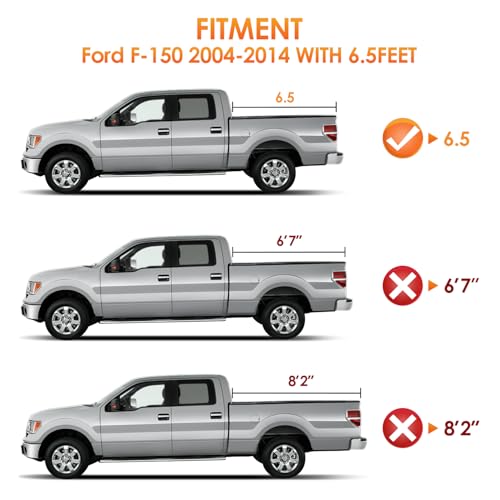Image of Nilight Soft Tri-Fold Tonneau Cover for Ford F150 2004-2014 6.5ft Bed