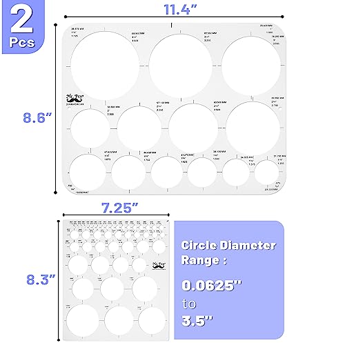 Image of Mr. Pen Circle Templates - Large & Small Sizes, Circle Stencil & Ruler for Drafting & Drawing