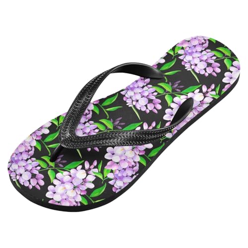 Purple Leaf Flowers Flip Flops for Beach Thong Sandals Anti-slip Lightweight Shower Shoes for Summer Swim Travel2