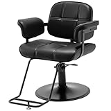 Towning Barber Salon Chair, Extra Wide Hair Styling Chair with Heavy Duty Hydraulic Pump, 360° Swivel Height Adjustable Braiding Design, Luxury Beauty Salon and Barbershop Equipment, Black