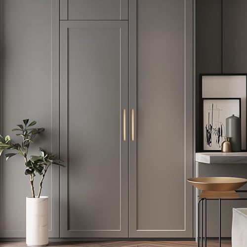 Image of Ravinte Champagne Bronze Kitchen Square Cabinet Handles 6-1 /4 Inch 5 Pack | Modern Slim Style, Solid Zinc, Square Design, Screws Included, Easy Installation, for Kitchen Drawers & Cupboards