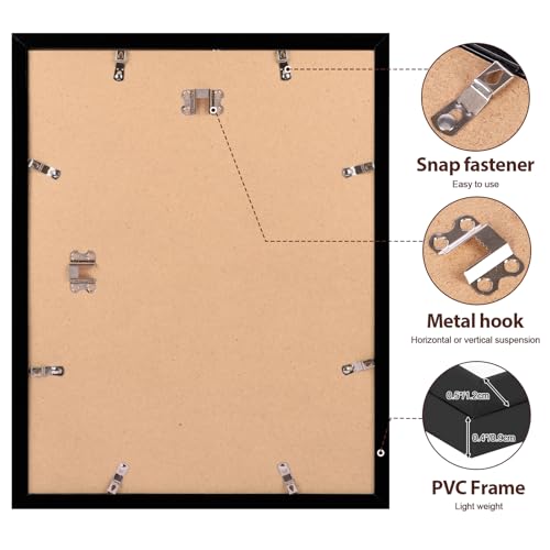 Image of Fixwal Diamond Art Frames 12x16 Picture Frame Set of 6 with Shatter Resistant Plastic Cover, Thin Border Light Weight Poster Frames for Wall Gallery Display Diamond Art Painting, Black