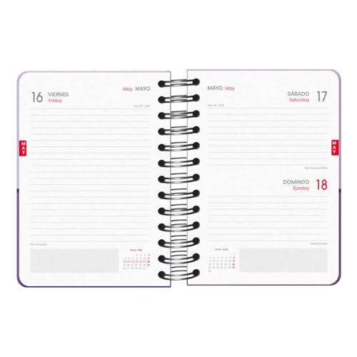 Miniatura 2 de Dohe - Agenda Escolar 2024 2025 - Día Por Página, Tamaño A6 12x17 Cm , Cierre Anillas Y Goma, Español E Inglés, 4 Páginas De Pegatinas, Septiembre A Junio, Material Escolar - Duo Morado