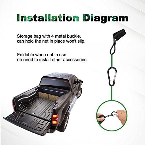 Cargo Net For Pickup Truck Bed, Elastic Mesh Net Organizer With 4 Hooks, Compatible With Ford F150, Gmc, Truck Cargo Organizer Storage Nylon Universal Heavy Duty Net Fit 52Inchx 18Inch Cargo Net #TOP4