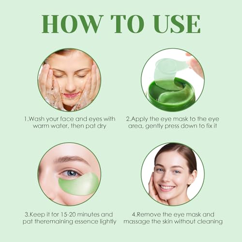 60 Parches Ojos Hidratantes con Aloe Vera y Colágeno, Parches para el Contorno de Ojos, Suaviza Líneas Finas, Reafirma e Ilumina, Cuidado para Mujer y Hombre, 80g - imagen 4