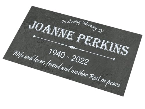 Custom Memorial Gray Slate Stone, Personalized 12x6 inch, 12x12 inch, 18x12 inch. 24x12 inch Memorial Stone, Memorial Grave Marker Headstone, Headstone, Condolences Garden Marker, Memorial Stone You Can Customize (Design 2, 24x12x0.4 inch)