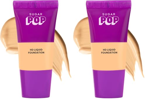 Image of SUGAR POP HD Liquid Foundation Tube with SPF 30 | Lasts upto 16hrs | Full Coverage | Water-Resistant | Matte Finish | 18ml - 05 Almond (Pack of 2)
