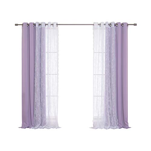 Best Home Fashion uMIXm Rose Sheers & Blackout Mix & Match Curtains - Lavender - 52