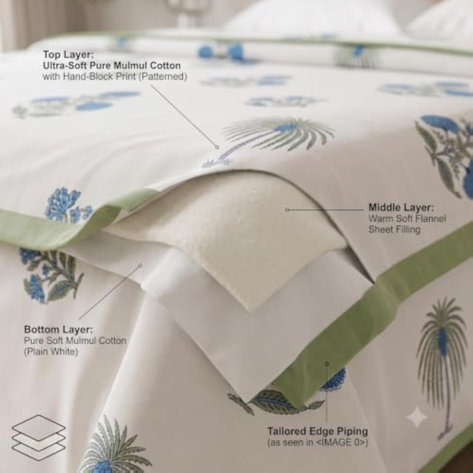 Original Handblock Print Pure Mulmul Cotton Double Bed Dohar