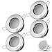 Produktbild 4er Set VENEDIG RUND (Matt-Chrom) IP44 230V LED SMD 4W (300lm) Warmweiß Decken Einbaustrahler Einbauspots Deckenspots f. Badezimmer Feuchtraum Außenbereich inkl. GU10 Fassung mit 15cm Anschlusskabel