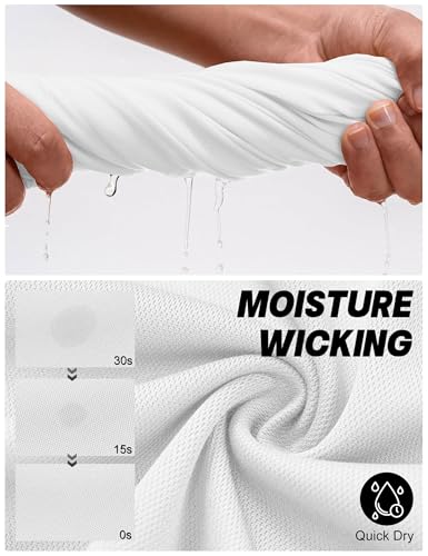 TACVASEN Poloshirt Herren Kurzarm Sommer Polyester T-Shirt Atmungsaktiv Quick Dry Leicht Funktionsshirt (M, Weiß)