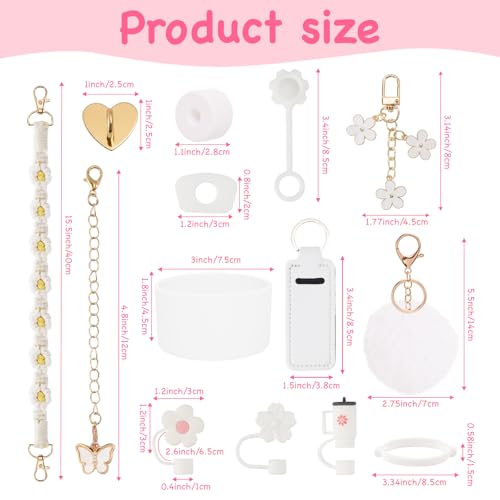 LUOJINYI Stanley Cup Accessories Set, 15 Pieces accesorios stanley cup, Straw Accessories for Stanley Cup, Silicone Sleeve for 40Oz and 30Oz Stanley Cup Accessories, (Cup Not Included) (Blanco) - imagen 2