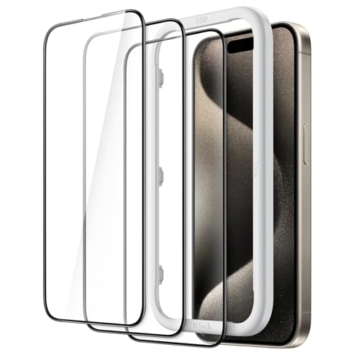 JETech iPhone15ProMax(15 Pro Max 6.7C`p) SʕیtB KXtB  KChgt P[XɊȂ HDNA 3Zbg