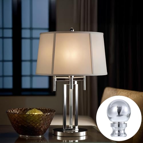 Image of 2 Pack Ball Lamp Finials Lamp Shade Screw Caps 1 /4-28 in Base Metal Knob Topper Finial Lampshade Topper Knob for Table or Floor Lamps