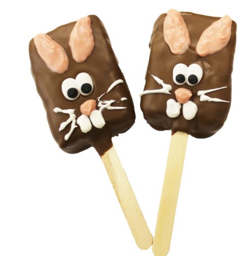 Chocolate Dipped Rice Krispie Treat Bunny for Easter or Spring