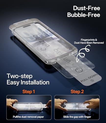 Image of Beizun for iPhone 17 Screen Protector, 3-Pack 9H+ Tempered Glass, Easy Installation, Bubble-Free & Dust-Free, Case Friendly, Full Coverage, 3D Curved Edges