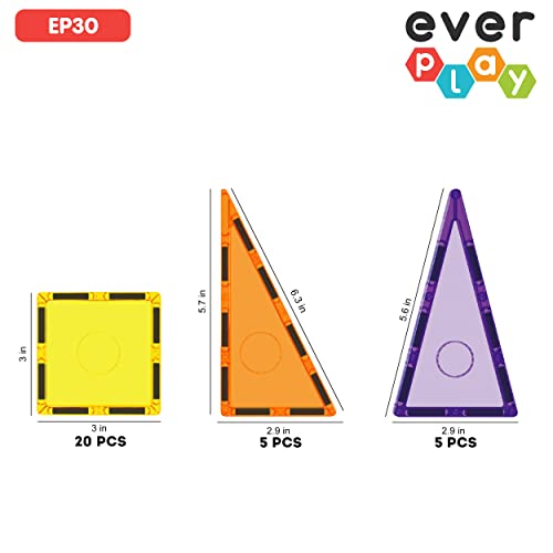 Everplay 30Pc Magnetic Tile Building Block Set Construction Magnet Tiles Toy Blocks Stem Educational Learning Kit Toddler Preschool Games Rocket Playset Toys Unlimited Creation Boys Girls Age 3 And Up #TOP5
