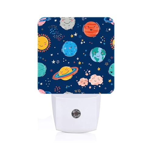 FSHVQKD Planets in Solar System Night Light,Plug-in Night Lights with Dusk to Dawn Sensor for Stairway,Hallway,Bedroom Sleep Friendly Ideal for Women/Girls/Boys Gift,0.5w