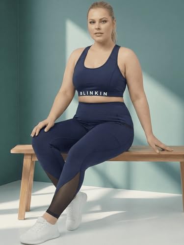 Image of BLINKIN Plus Size Gym Pants for Women's Workout - The Ultimate Yoga Pants | Workout Lowers | Mesh Leggings |Gym Track Pants for Women (PLUSS-2012)