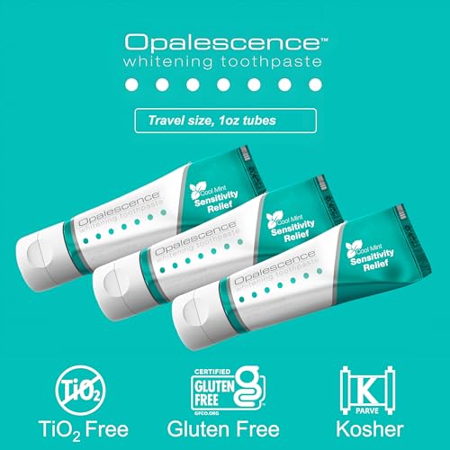 Image of Opalescence Sensitive Whitening Toothpaste, Travel Size 1 Ounce (6 Pack) Fluoride Teeth Whitening Toothpaste for Sensitive Teeth. Mint Flavor, 3472-6